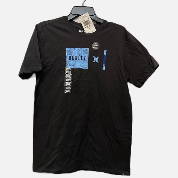 NWT! Hurley Men's 6040 Box Wave T Shirt Short Sleeve Soft Black Small - Picture 1 of 8